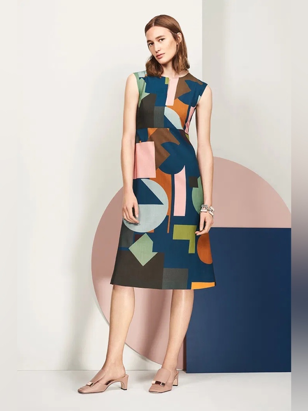 THE FOLD London Geometric Wool Shift Dress FLAWED PLEASE READ